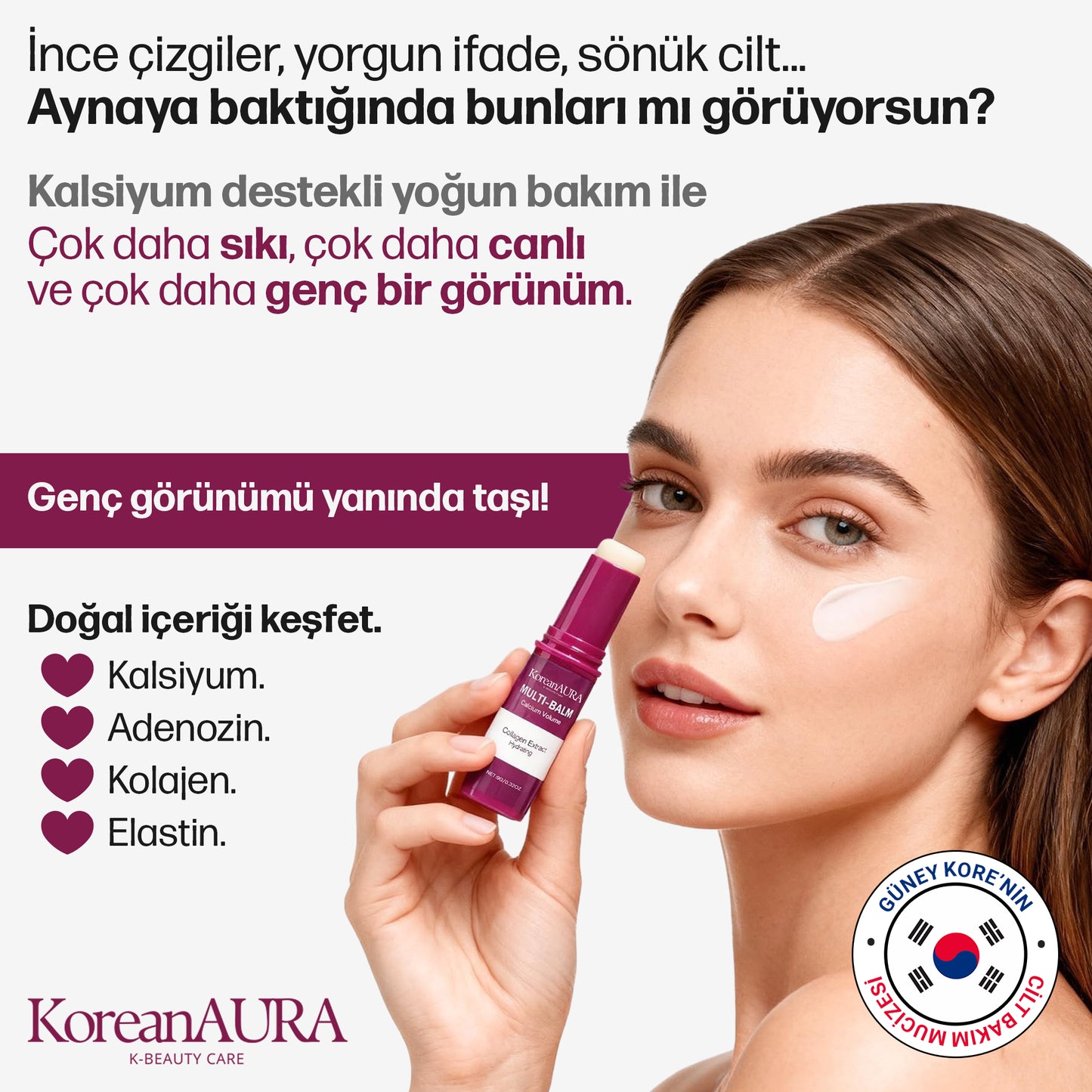 KoreanAura Kalsiyum Destekli Genç Görünüm Balm