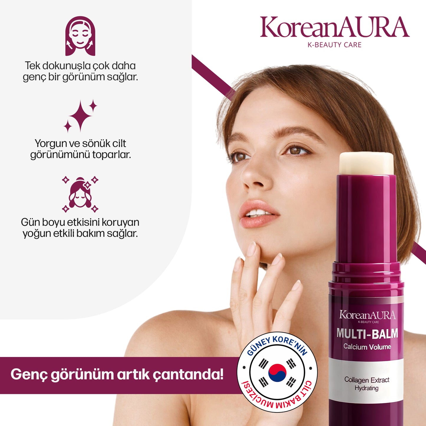 KoreanAura Kalsiyum Destekli Genç Görünüm Balm