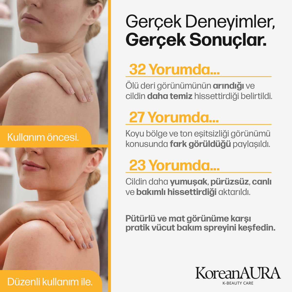 Koreanaura Kojik Asit & Zerdeçal Aydınlatıcı Peeling Vücut Spreyi